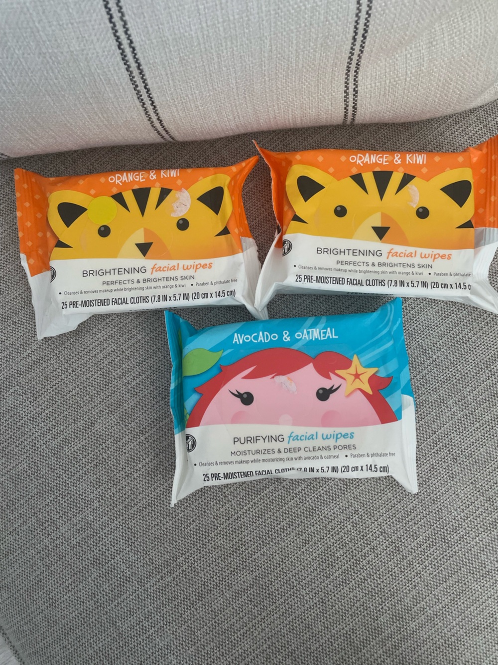 Facial Wipes Trio - Brightening Orange & Kiwi + Purifying Avocado & Oatmeal